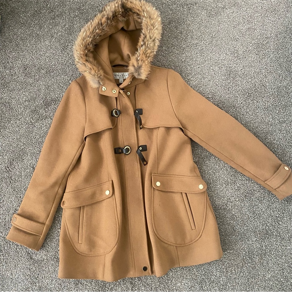 Trina Turk Elizabeth Toggle Wool Coat Camel Tan Women’s 10